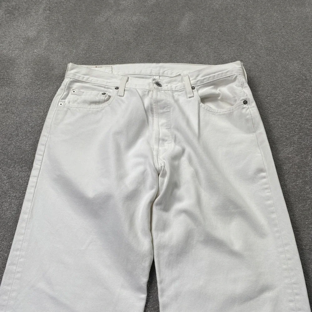 Levi's 501 Original Fit Jeans Mens 36x34 White Straight Leg Button Fly Denim